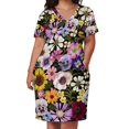 thumbnail image 2 of Vestido holgado con bolsillos para mujer ropa de playa con estampado floral color negro para fiesta en el jardín y primavera, 2 of 6