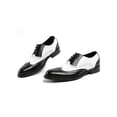 thumbnail image 4 of Fangasis Mens Dress Shoes Comfort Oxfords Lace Up Brogues Driving Non Slip Leather Shoe White Black 10, 4 of 9