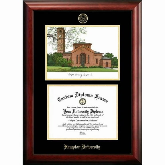 Campus Images VA990LGED-1185 8.5 x 11 in. Hampton University Gold Embossed Diploma Satin Mahogany Frame with Lithograph