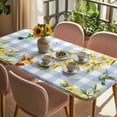 thumbnail image 3 of Forsythia Flowers Table Cloths for 6 Foot Rectangle Tables, Spring Yellow Floral Hummingbird Blue Plaid Patio Waterproof Elastic Fitted Tablecloths, Washable Rectangular Table Cover for Camping, 3 of 8