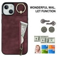 thumbnail image 2 of Nalacover for iPhone 14 Plus, Wallet with RFID Credit Card Holder and Zipper Pocket,Drop Protection Flip Cover Ring Holder Kickstand with Double Magnetic Clasp For iPhone 14 Plus, Winered, 2 of 12