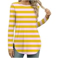 thumbnail image 3 of DDAPJ pyju Womens Striped T-shirts Crewneck Loose Fit Tunic Tops Fall Casual Blouses Ofertas de la semana Yellow XL, 3 of 8