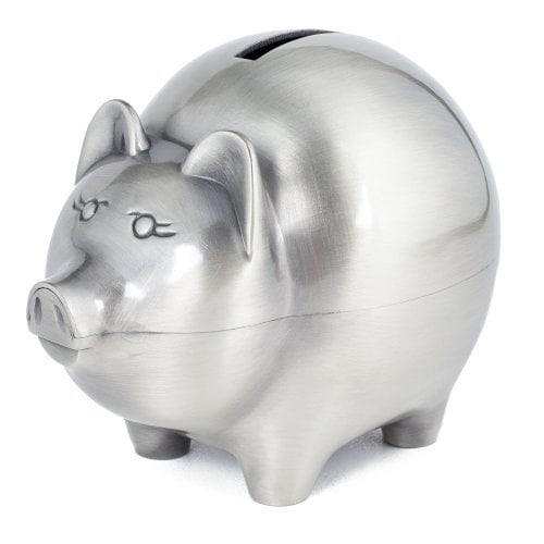 Piggy Bank - Non Tarnish Brushed Pewter