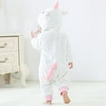 thumbnail image 2 of 0-3T Baby Girl Boy Unicorn Winter Warm Snowsuit Zip Up Fleece Hooded Jumpsuit, 2 of 9
