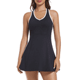 thumbnail image 1 of Tennis Dresses for Women with Shorts Pockets and Bra V Neck Racerback Golf Outfits, 1 of 10