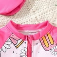 thumbnail image 6 of Quealent Baby Girls One-Piece Swimsuit - Long Sleeve Zipper Rashguard with Swim Cap in Light Pink for 3-4 Years, 6 of 7
