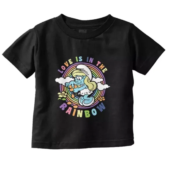 Smurfette Cartoon Love Is In The Rainbow Toddler T Shirt TODDLER SHORT SLEEVE TEE BELLA CANVAS 3001T