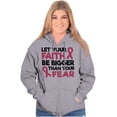 thumbnail image 3 of Breast Cancer Faith Bigger Than Fear Womens Plus Size Graphic Zipper Hoodie Brisco Brands 2X, 3 of 5