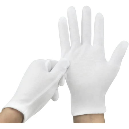 

Large Size White Cotton Gloves Thickened Stretchable Glove for Coin Jewelry Silver Inspection