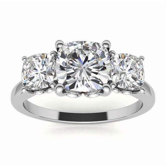 Affordable Cushion Cut Moissanite Ring in White Gold Plating by Auory for Women