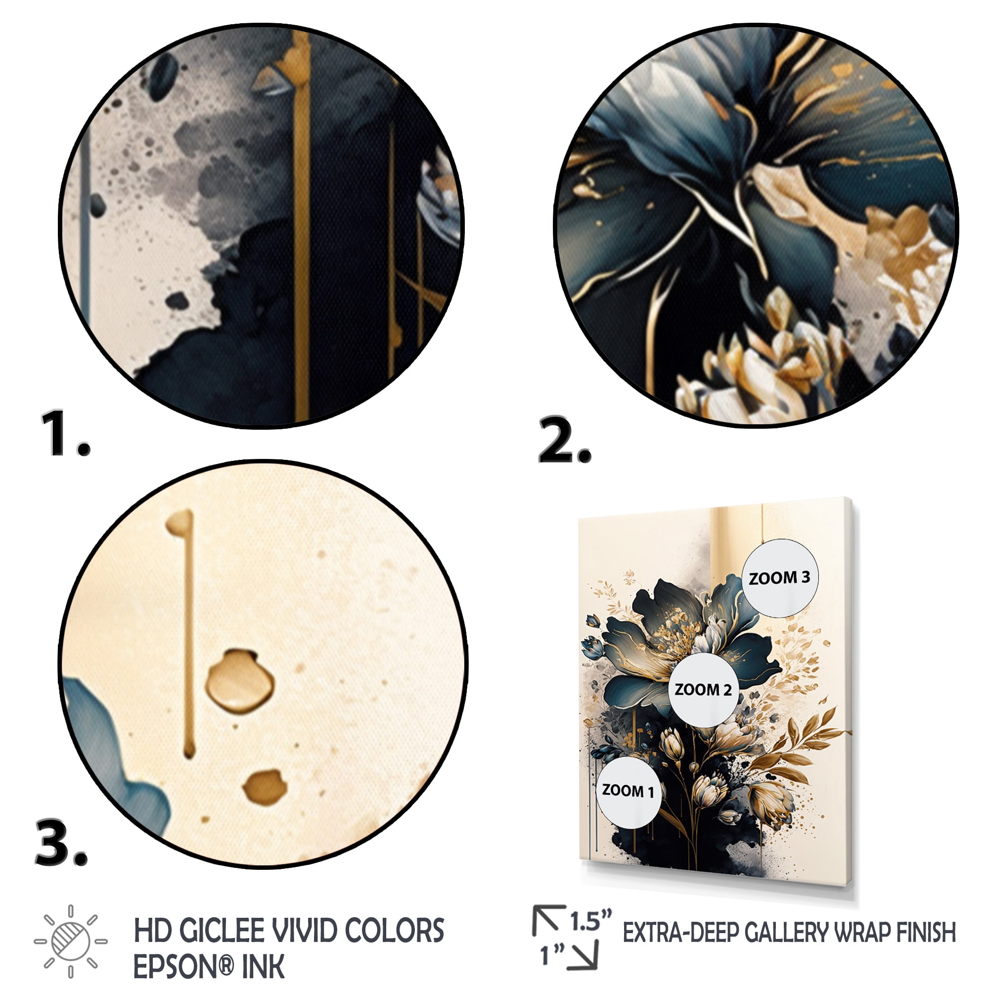 Designart Black And Gold Peruvian Lily Canvas Wall Art