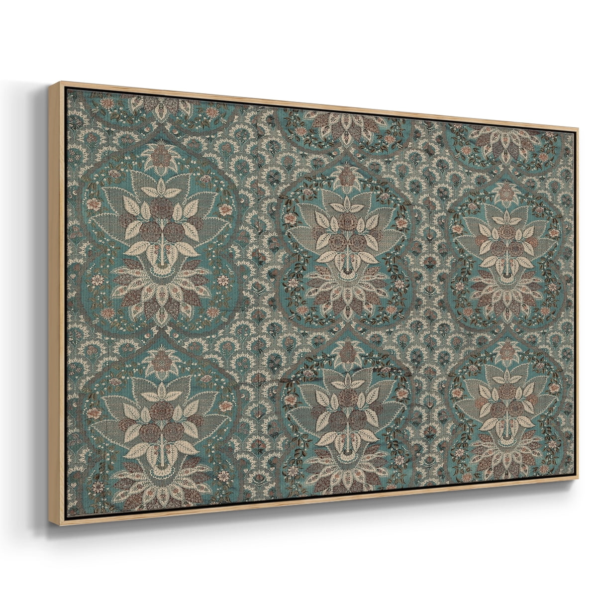Vintage Abstract Print-X Framed in Walnut Wood Gallery Wrapped Canvas 25 in. x 37 in.