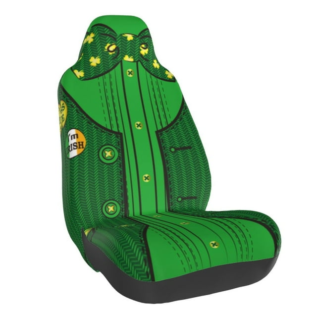 Wukai St Patrick's day Full Set Car Seat Covers with Soft Padding Universal Auto Front Seats Protector and Cushion Mat