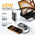 thumbnail image 3 of Kuulaa 20000mAh 45W Fast Charging Power Bank with Built-in Cable, Smart Display & Multiple Safety Protection Compatible for iPhone 17/16, Galaxy, MacBook,and More, 3 of 10