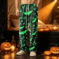 thumbnail image 2 of WULMLEO Halloween Funny Pants Men Corduroy Fall Skull Wide Leg Drawstring High Waisted Printed Graphic Joggers Casual Soft Pumpkin Trousers with Pockets Light Green L, 2 of 5