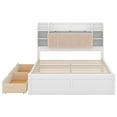 thumbnail image 6 of Queen Size Solid Wood Bed Frame with Storage Headboard, Shelves and 2 Drawers, Platform Bed Frame, Mid Century Bedframe, Wood Foundation(White, Queen), 6 of 9