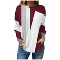thumbnail image 1 of FAIWAD FAIWAD Women's Spring Tunic Tops Long Sleeve Round Neck Geometric Print Lightweight Tops, 1 of 5