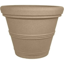 Tusco Products 13.5" x 11" Round Sandstone Plastic Rolled Rim Garden Plant Pot