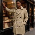 thumbnail image 6 of EANJE Trench Coat for Men Double Breasted Mid Length Jacket Casual Belted Overcoat Notched Lapel Windbreaker Spring Fall Daily Wear Khaki XL, 6 of 6