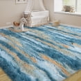 thumbnail image 4 of Janvonne 9x12 Soft Fluffy Area Rugs, Non Slip Floor Mat, Plush Fuzzy Shaggy Floor Rugs for Living Room Bedroom Modern Decor Carpet, Abstract Blue and Yellow, 4 of 8