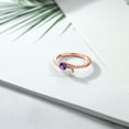 thumbnail image 3 of Gem Stone King 18K Rose Gold Plated Silver Purple Amethyst and White Opal Bypass Ring for Women (0.74 Cttw, Gemstone February Birthstone, Round 4MM, Size 5), 3 of 4