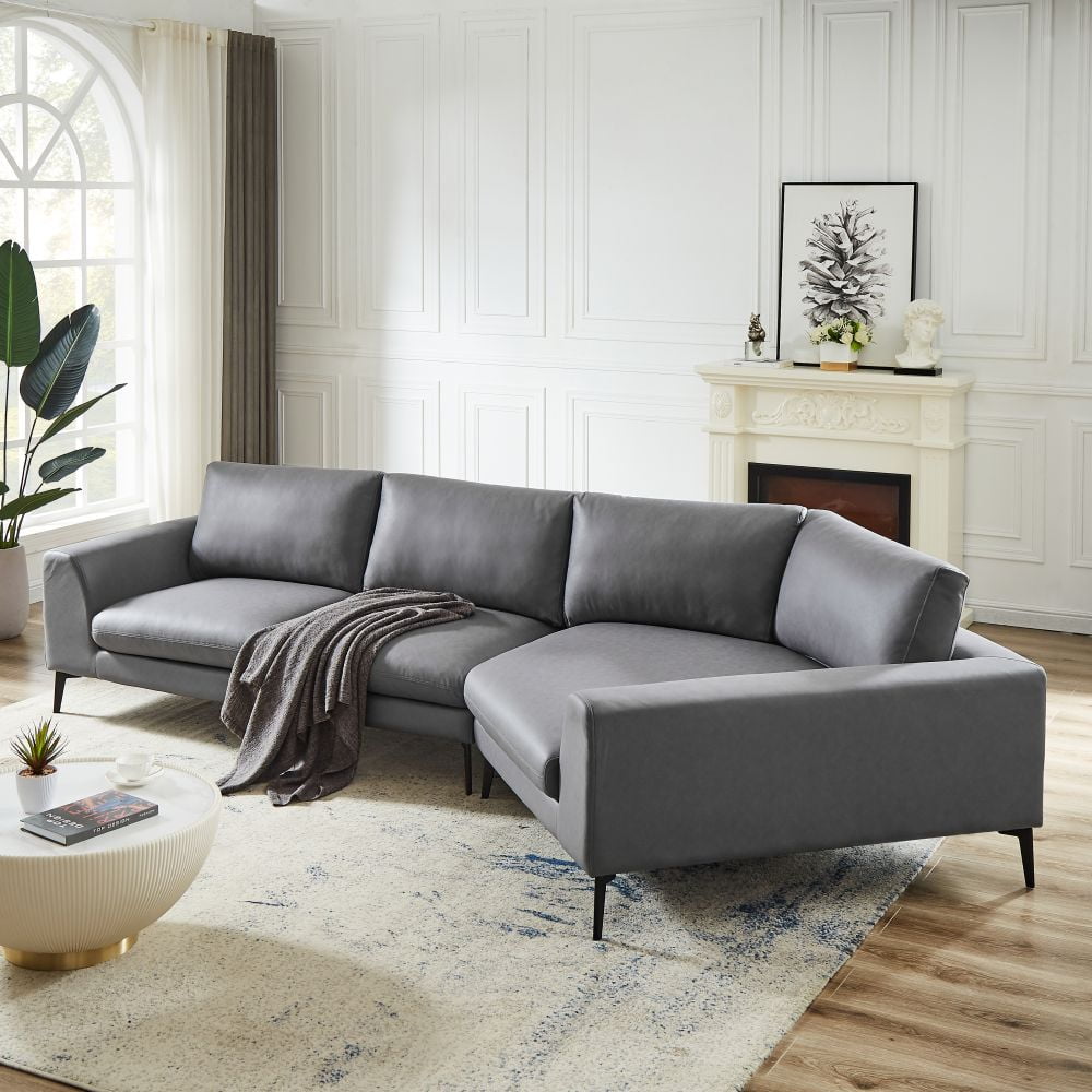 Patch Kaal van mening zijn Abrihome 41.5" Huge a Shaped Corner Sofa with Metal Legs,Large Corner Wedge  with Deep Seat,99% Finished, Modern English Arm,Right-handed,Leathaire  Fabric,Grey - Walmart.com