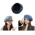thumbnail image 2 of Wweixi Adjustable Size Beret Cap Female Exuding Strong Sense Of Metal Object Exudes Strong Sense Of . Deep Blue, 2 of 6