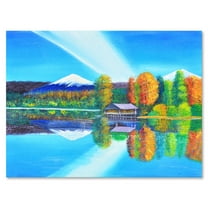 Designart ' Reflection Of Mountain and Sky On The Lake Water ' Nautical & Coastal Canvas Wall Art Print