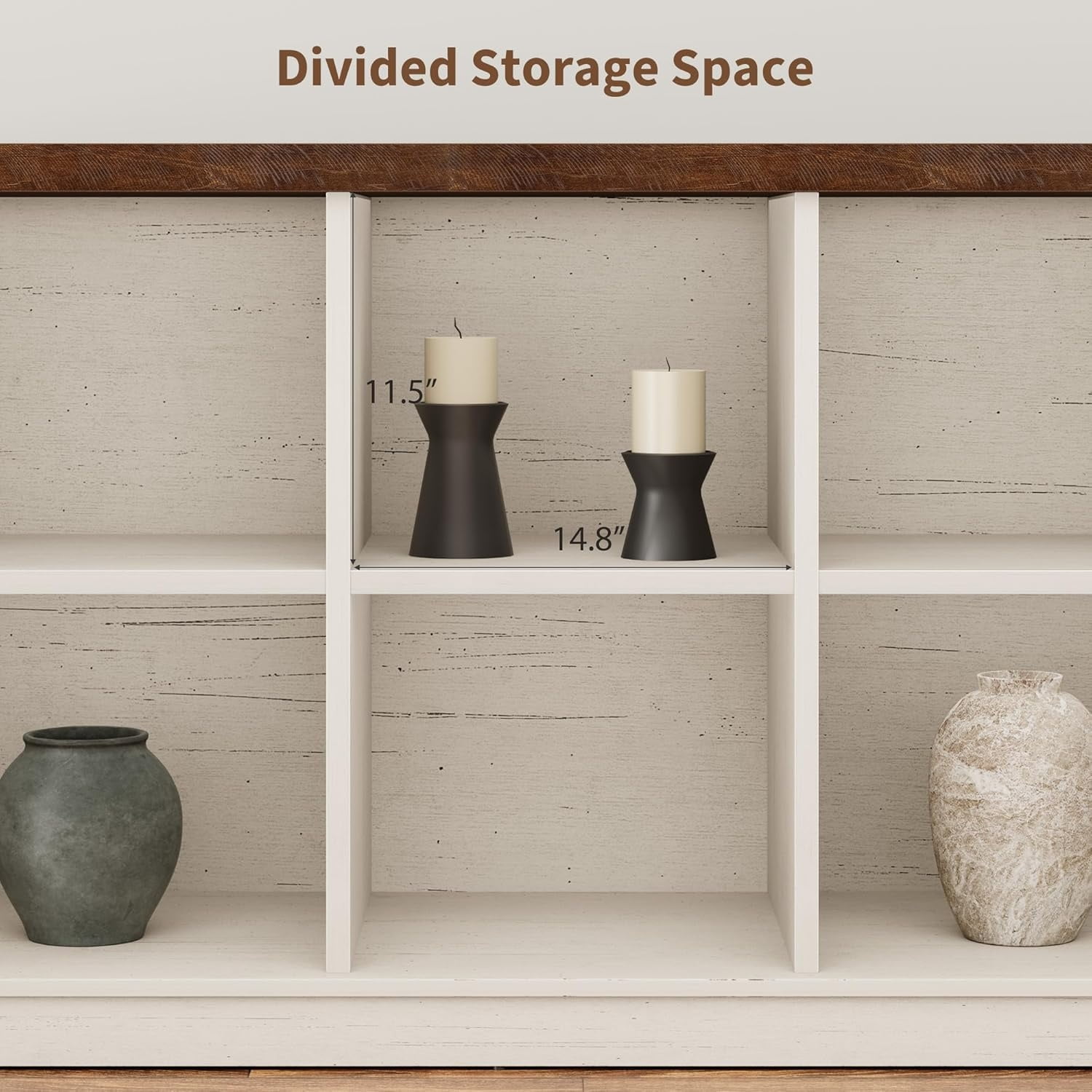 8 Cube Storage Organizer Bookshelf, 3 Tier Farmhouse Horizontal Bookcase, 62 Inch Wood Storage Bookcase for Entryway, Long Low Bookshelves for Living Room