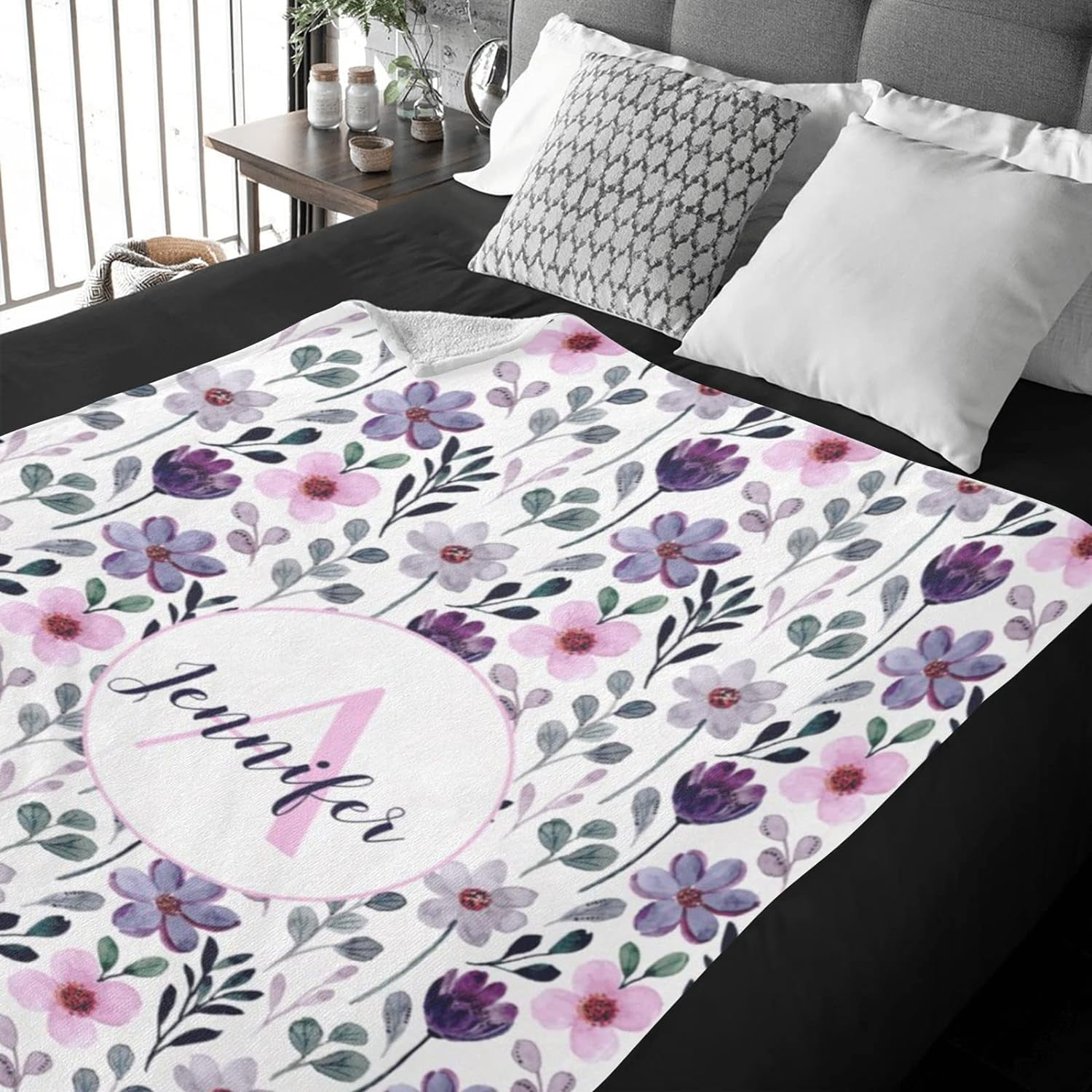 Custom Blankets with Name for Girls Personalized Baby Name Blankets Customized Swaddle Bed Blankets with Baby Name Flower Personalized Flower Blankets for Toddler Soft and Warm 30x40inch