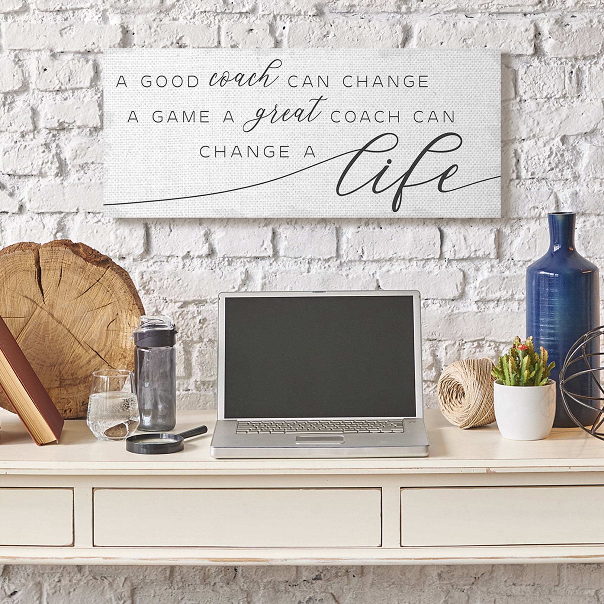 Stupell Industries Good Coach or Great Coach Phrase Sports Member Appreciation Inspirational Painting Gallery Wrapped Canvas Art Print Wall Art, 13 x 30