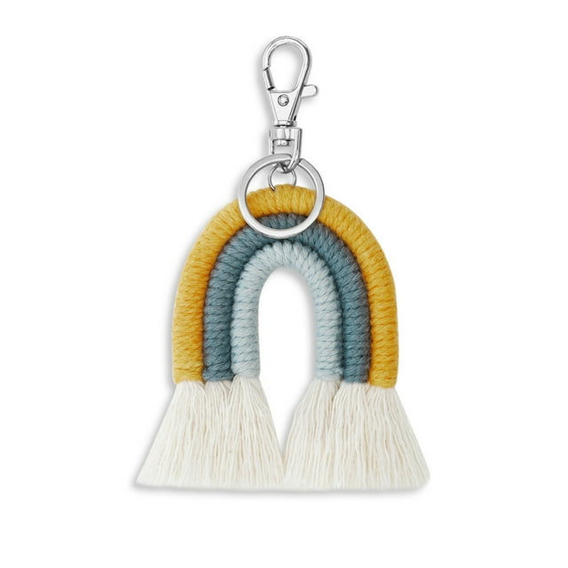Weaving Keychains Jewelry Adornment Fashion Accessory Key Pendant Keyholder Ornament Colorful DIY Bag Charm Yellow