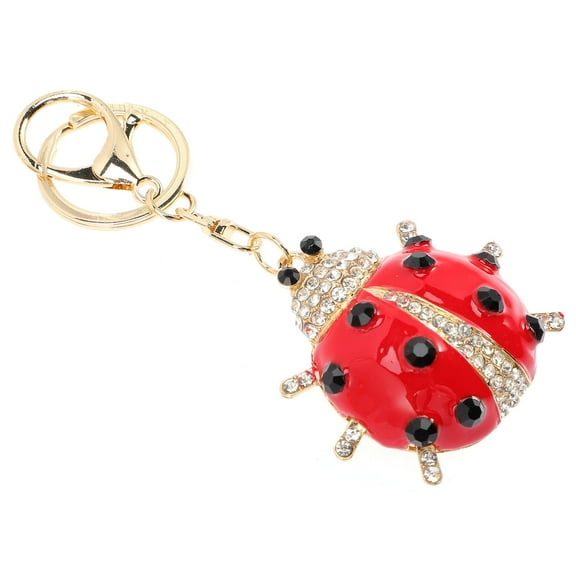 QIFULL Sparkling Ladybug Keychain Bag Accessories Pendant Red Alloy 1Pack