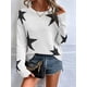thumbnail image 5 of Suéter Informal de Punto con Cuello Redondo y Hombros Caídos con Estampado de Estrellas para Mujer L, 5 of 9