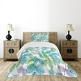thumbnail image 4 of Ambesonne Floral Quilted Bedspread Set 2 Pcs, Flowers Leaves Ivy Ombre, Twin Size, Fern Green Pale Blue, 4 of 5