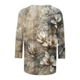 thumbnail image 5 of Byworldtasic Women's Oversize Long Sleeve Tops Women's Round Neck Soft Breathable Lightweight Blouses 3/4 Length Sleeve Pullover Tops Classic Retro Flower Prints T-shirt Multicolor, 5 of 5