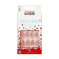KISS Voguish Fantasy Valentine Press-On Nails, ‘My Valentine’, Pink, Medium Almond, 31 Ct.