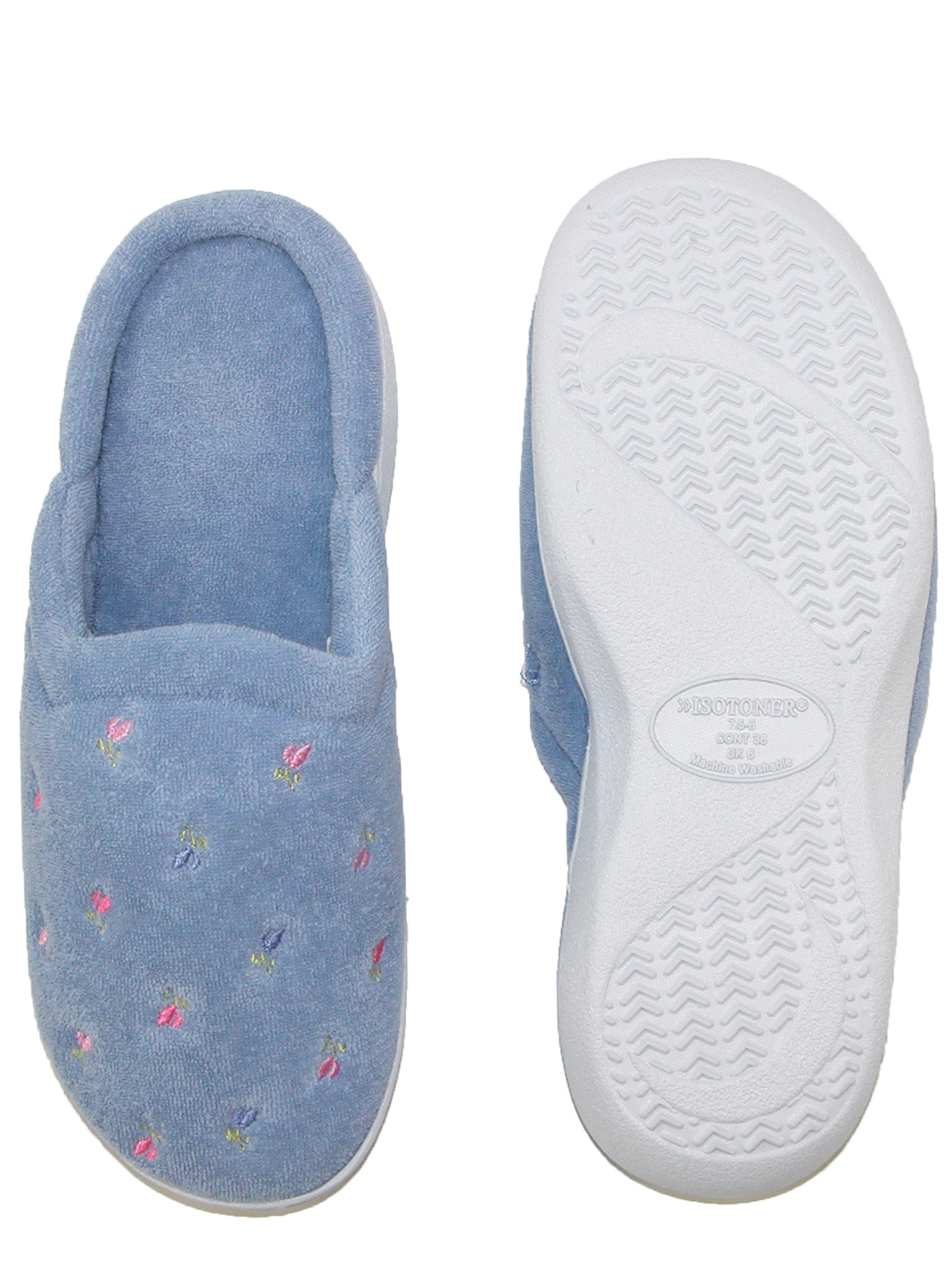 isotoner terry embroidered scalloped clog