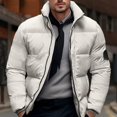thumbnail image 5 of BAETEUY Men Cotton Coat, Stand Collar, Long Sleeve, Zipper Closure, Thickened, Jacket, Side Pockets, Down, Cotton, Puffer, Outwear, 5 of 8