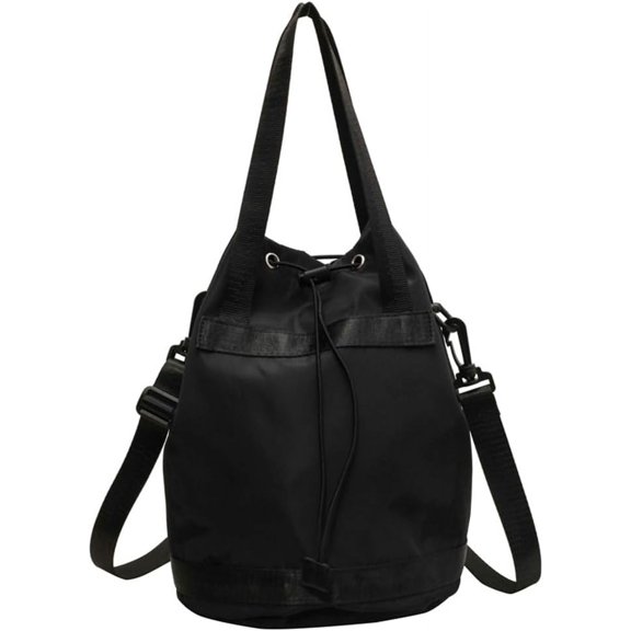 Kukuzhu Drawstring Bucket Bag for Women Fashion Nylon Crossbody Bag Lightweight Hobo Shoulder Bag Purse Messenger Bag