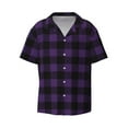thumbnail image 6 of Kdxio Men's Hawaiian Shirt for Men Short Sleeve Shirt Purple Black Plaid Summer Casual Holiday Beach Button Down T-Shirts, 6 of 7