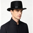 thumbnail image 4 of BELTNOV Men's Classic Retro Top Hat Steampunk Magician Wide Brim Hat with Satin Band for Stage Performance Festival Party Black, 4 of 5