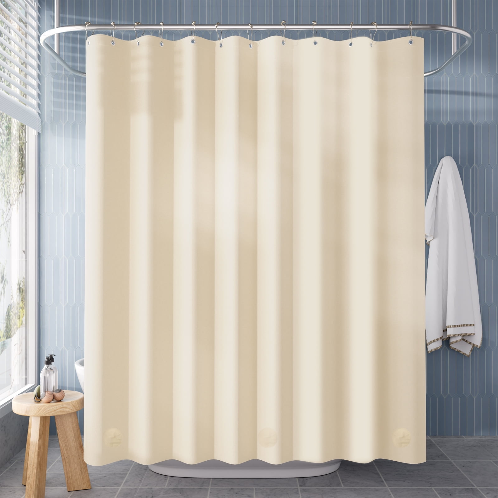 Bathway Shower Curtain Liner, 72"W x 72"L Waterproof PEVA Plastic Shower Curtain Liner for Bathroom with Magnets, Beige