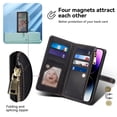 thumbnail image 6 of ESEBLE Leather For iPhone 17 Pro Case【RFID Blocking】with Multi-Card Holder Zipper Bills Slot, Soft PU Leather Magnetic Detachable Lanyard Shoulder Strap And Wristlet Wallet Case,Black, 6 of 13