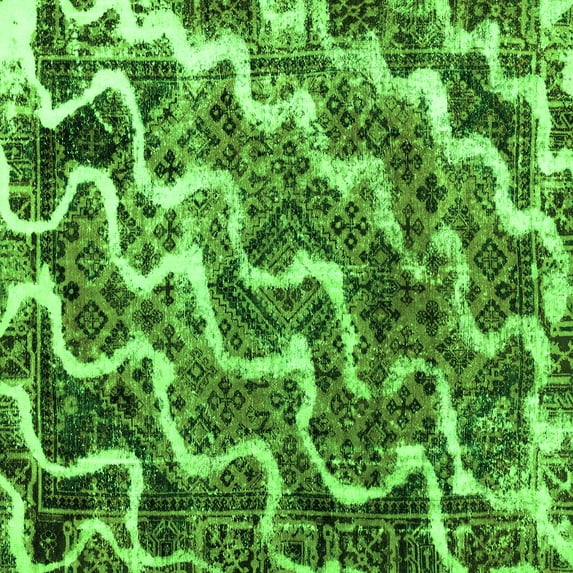 Ahgly Company Indoor Square Abstract Green Modern Area Rugs, 4' Square