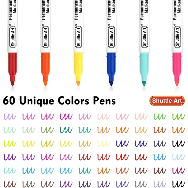Colored Permanent Markers, Fine Point - Set of 60