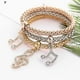 thumbnail image 4 of 3 unids/set multicapa mariposa corazón elefante encantos cadena pulsera cristal pulsera elástica para mujeres niñas joyería Feliz Sencillez, 4 of 5