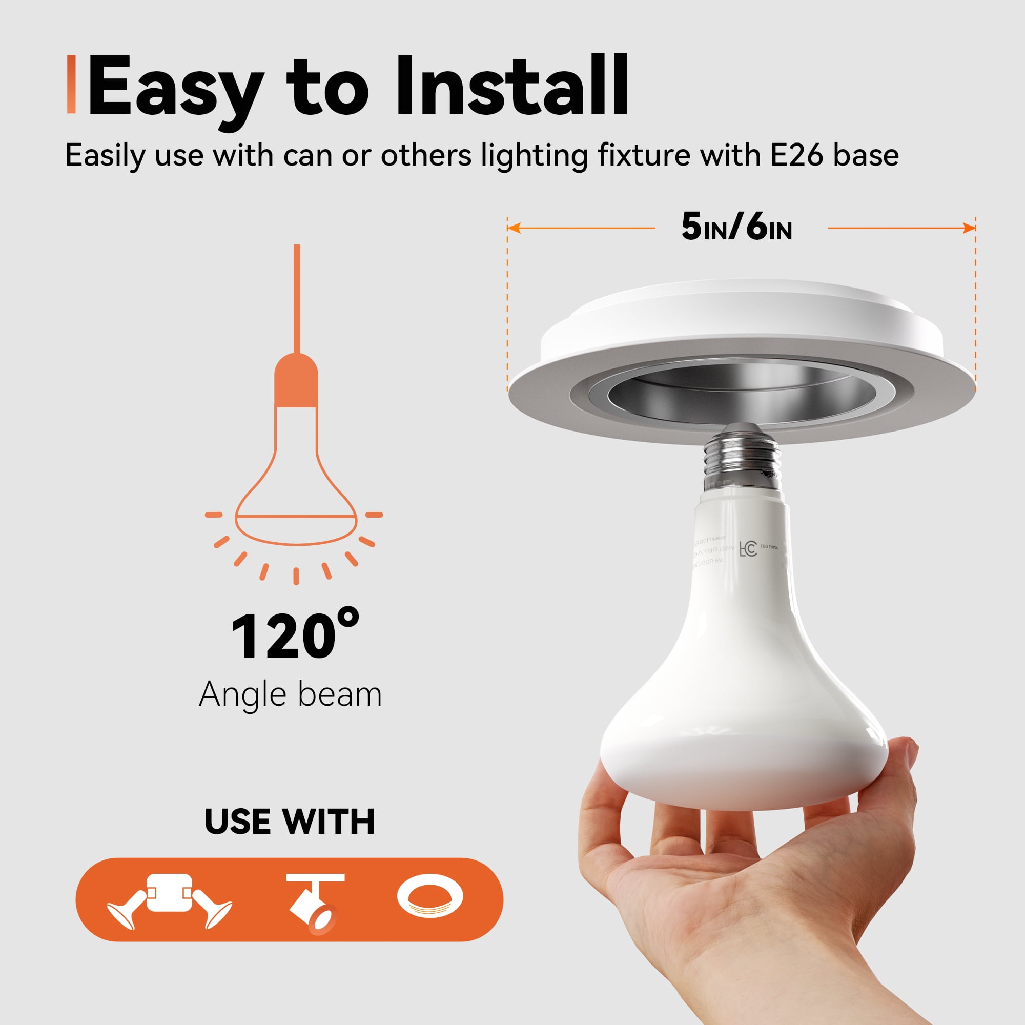 DAYBETTER 12 Pack BR30 Led Bulbs 65W Equivalent, Dimmable Indoor Flood Lights Bulb, E26 Base, 2700K Soft White, 9W, 800 LM, Recessed Lighting Bulb for Ceiling, Recessed Can, Living Room and Kitchen