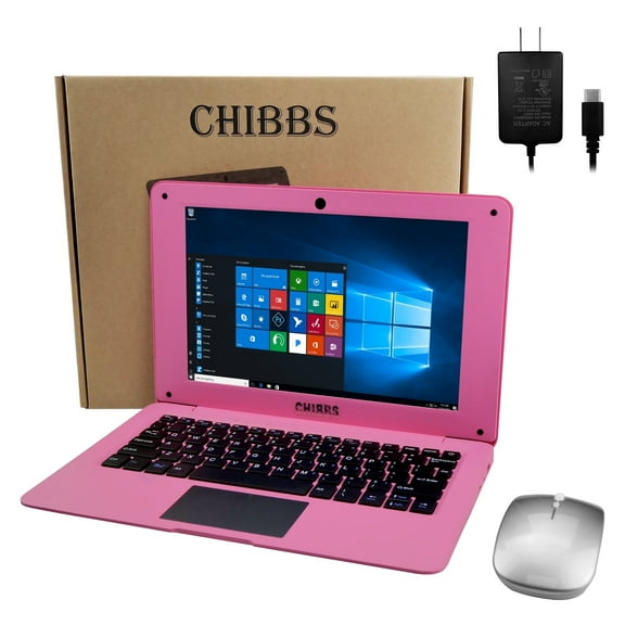 CHIBBS 10.1" Inch Windows 10 Laptop Computer, 8gb Ram  128gb Rom, HDMI, USB, Bluetooth, Wi-Fi-Pink