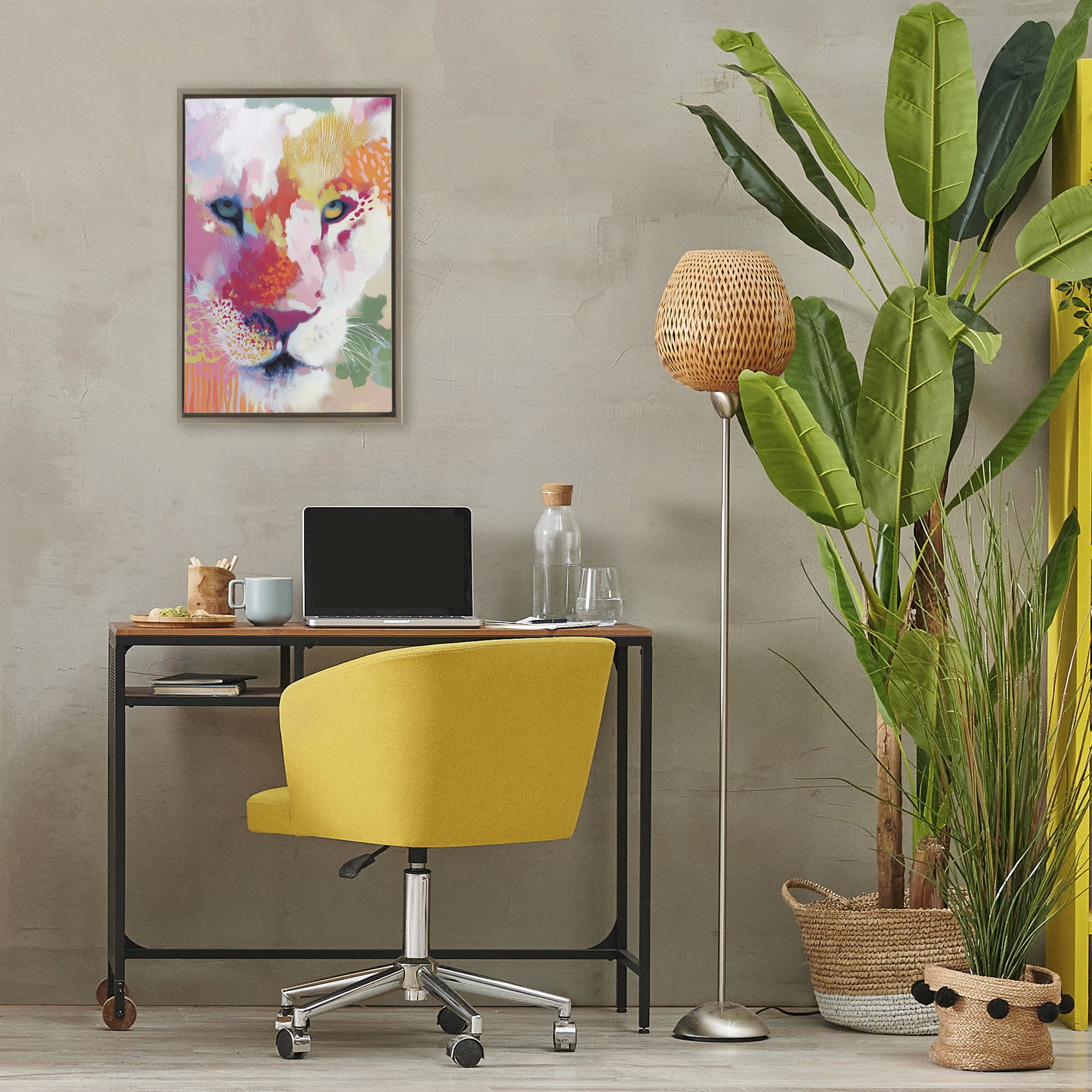 Stupell Industries Lion Eyes with Intense Gaze Brown Framed Floater Canvas Wall Art, design by Chromatic Storm Studio